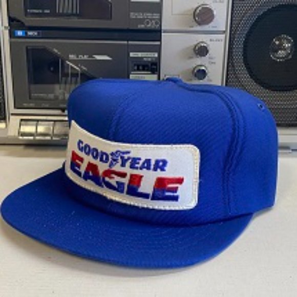 Vintage Goodyear Eagle Trucker Hat Cotton Hat adjustable Snap Back Cap Blue - Picture 3 of 8